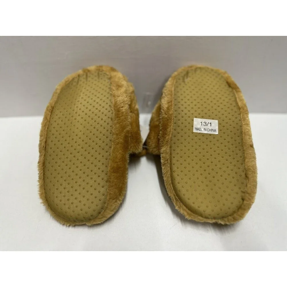 Unbranded size 13/1 plush brown dog slip on house slippers